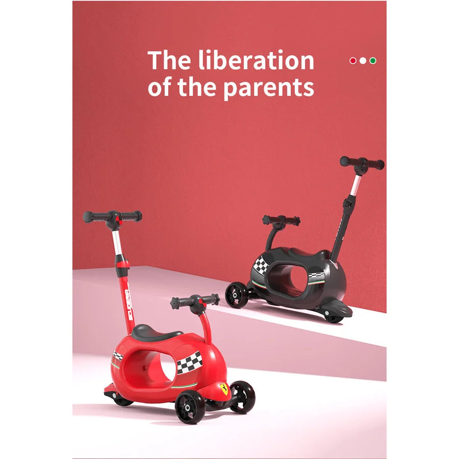 Ferrari - 4 In 1 Twist Scooter For Kids (Red)