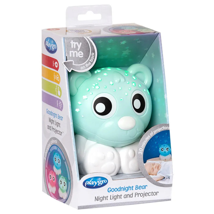 Playgro - Goodnight Bear Night Light And Projector (Mint And White)