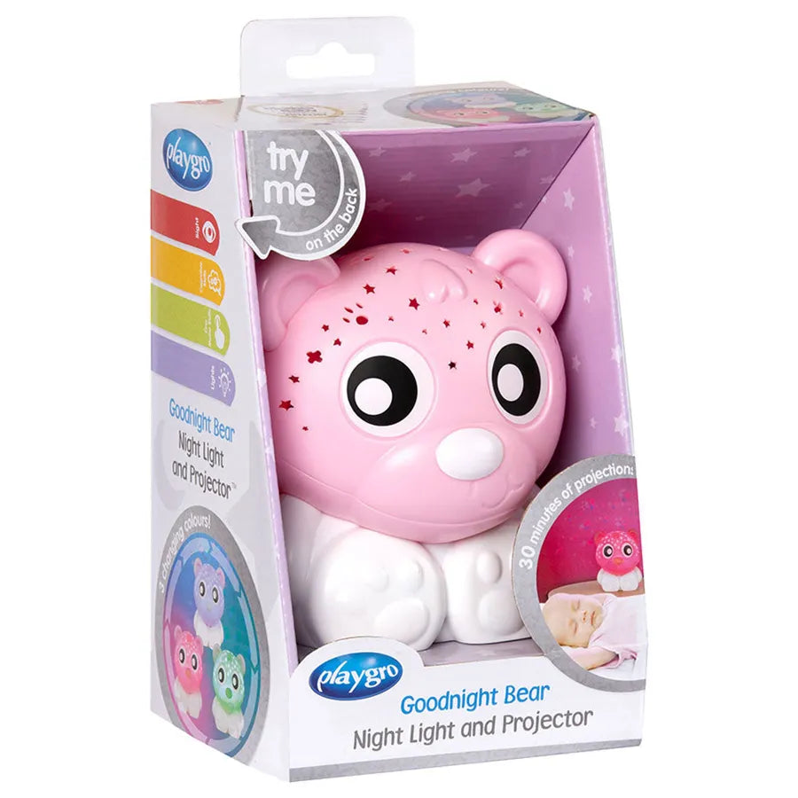 Playgro - Goodnight Bear Night Light And Projector (Pink And White)