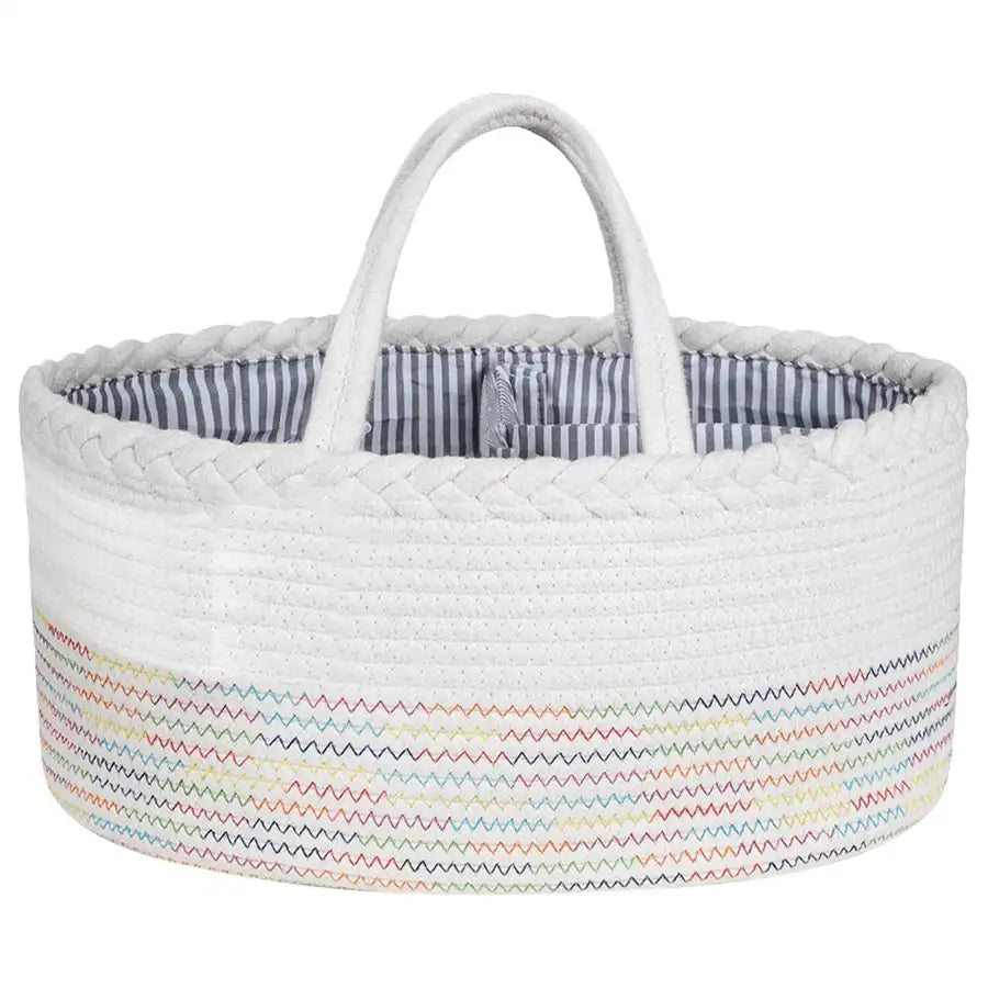 Little Story Cotton Rope Diaper Caddy (White Rainbow)