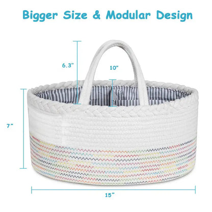 Little Story Cotton Rope Diaper Caddy (White Rainbow)