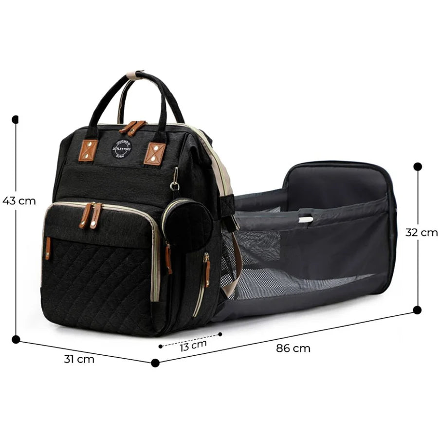 Little Story Diaper Bag with Pacifier Pouch (Black)