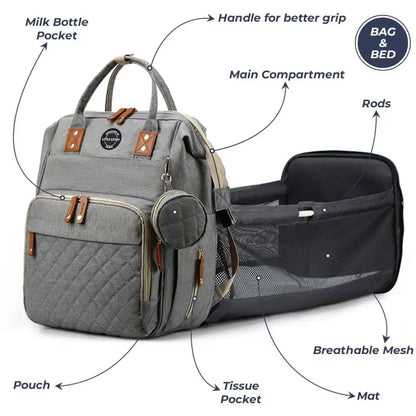 Little Story Diaper Bag with Pacifier Pouch (Grey)