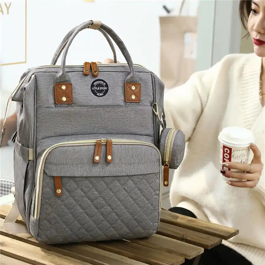 Little Story Diaper Bag with Pacifier Pouch (Grey)