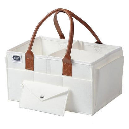 Little Story Diaper Caddy + Travel Pouch - Medium (White)