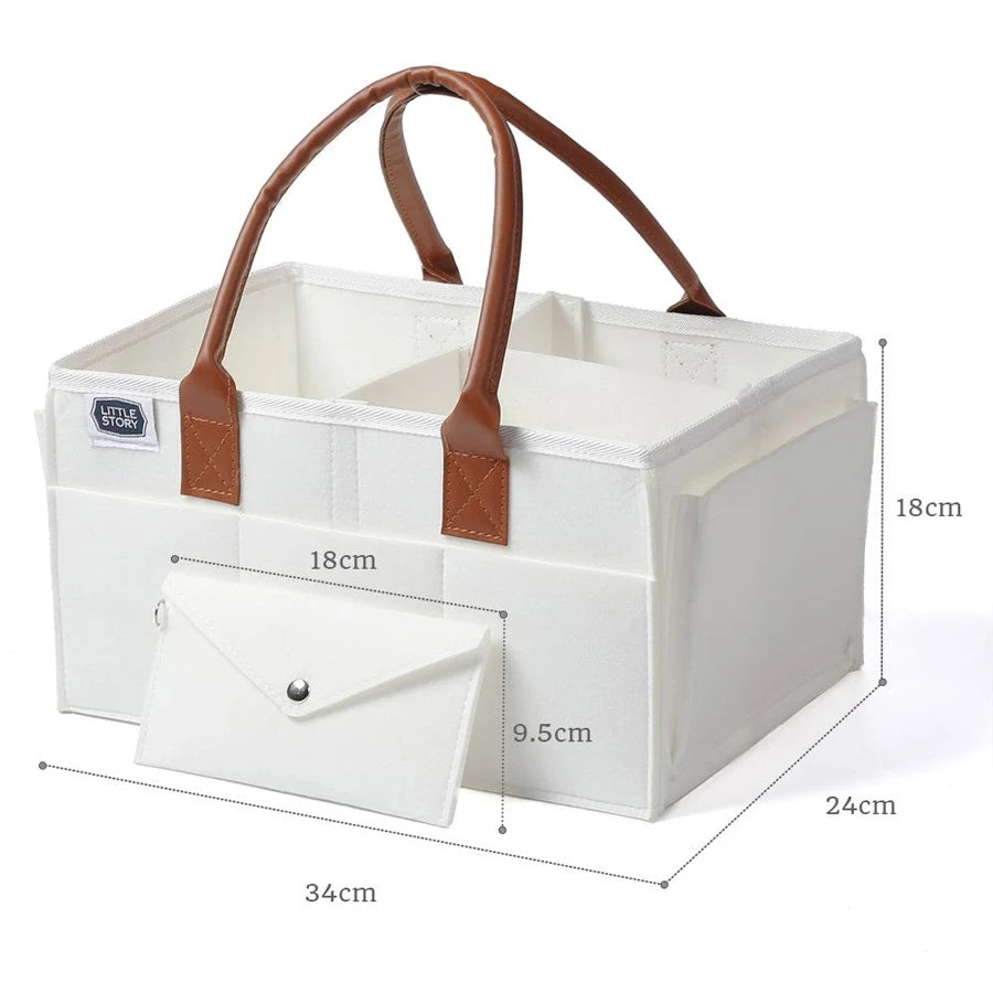 Little Story Diaper Caddy + Travel Pouch - Medium (White)