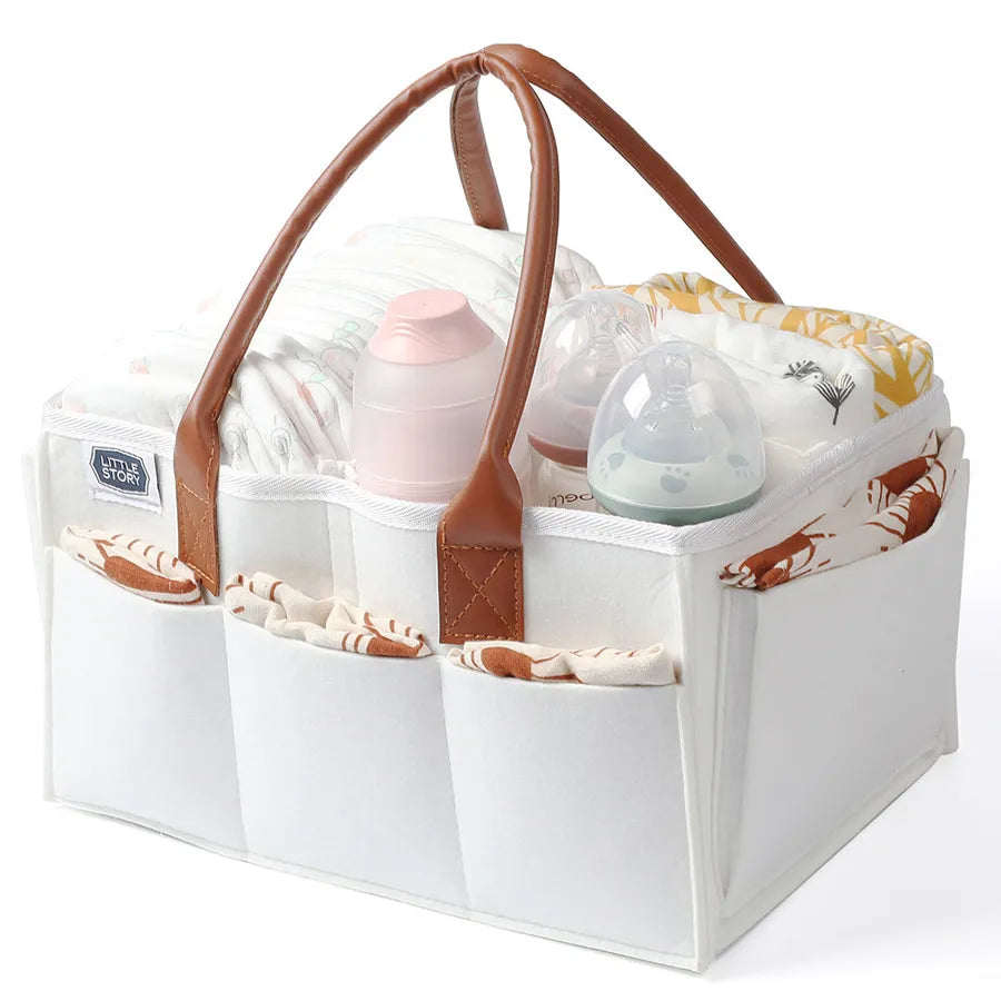 Little Story - Diaper Caddy + Travel Pouch - Medium (White)