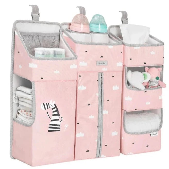 Sunveno - Baby Bedside Portable Crib Organizer (Pink)