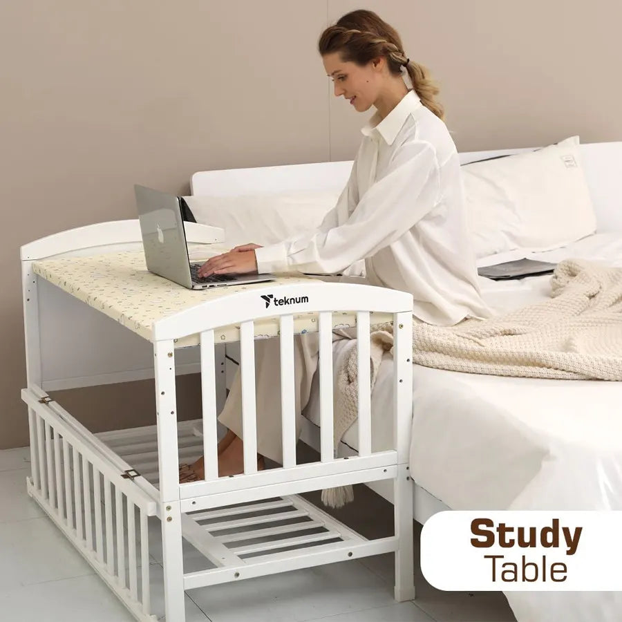 <tc>Teknum - سرير أطفال قابل للتحويل 5 في 1 بجانب السرير وسرير أطفال مع مرتبة</tc>