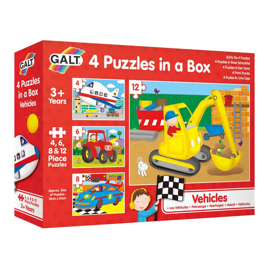 Galt - 4 Puzzles In A Box - Vehicles
