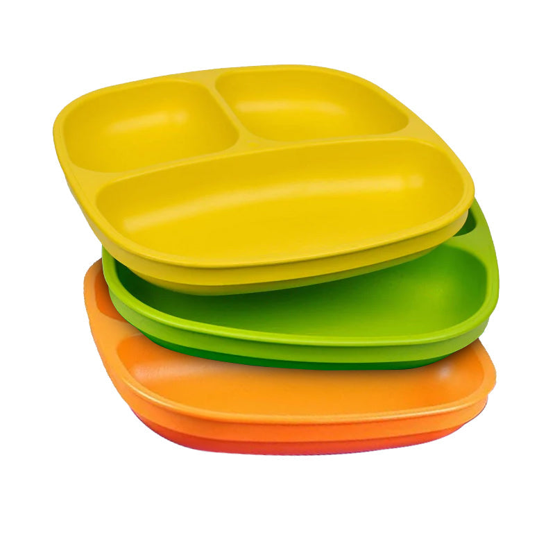 Packaged Divided Plates (Orange, Yellow, Lime Green)