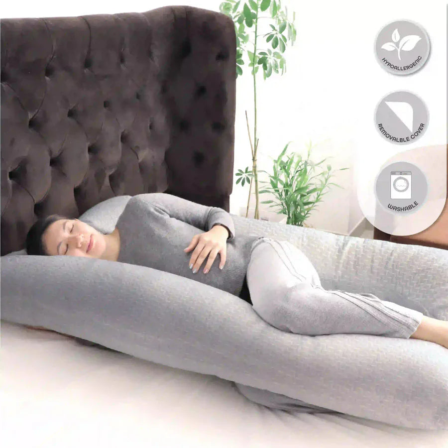 Moon - Bamboo Full Body Pregnancy Pillow U-Shaped (Grey)