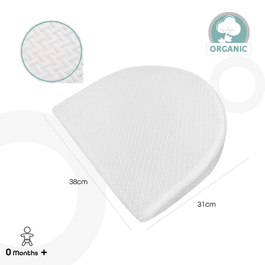 Moon - Organic Universal Crib Wedge Pillow Half Moon (White)