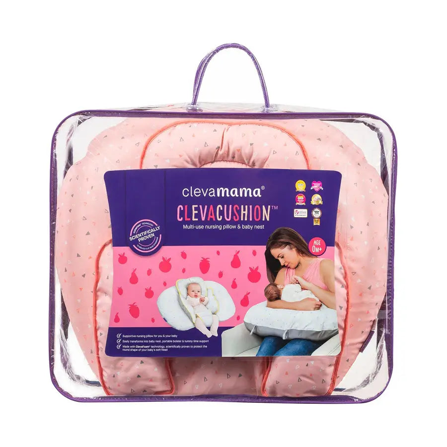 ClevaCushion Nursing Pillow & Baby Nest (Coral)