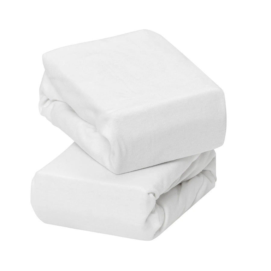 Jersey Cotton Fitted Sheets One Size Cot & Cot Bed - 70 x 140 x 17cm - Pack of 2 (White)