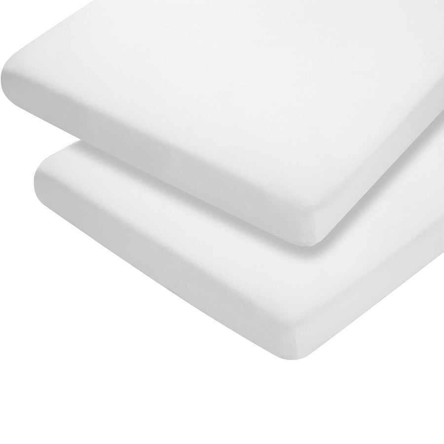 Jersey Cotton Fitted Sheets One Size Cot & Cot Bed - 70 x 140 x 17cm - Pack of 2 (White)