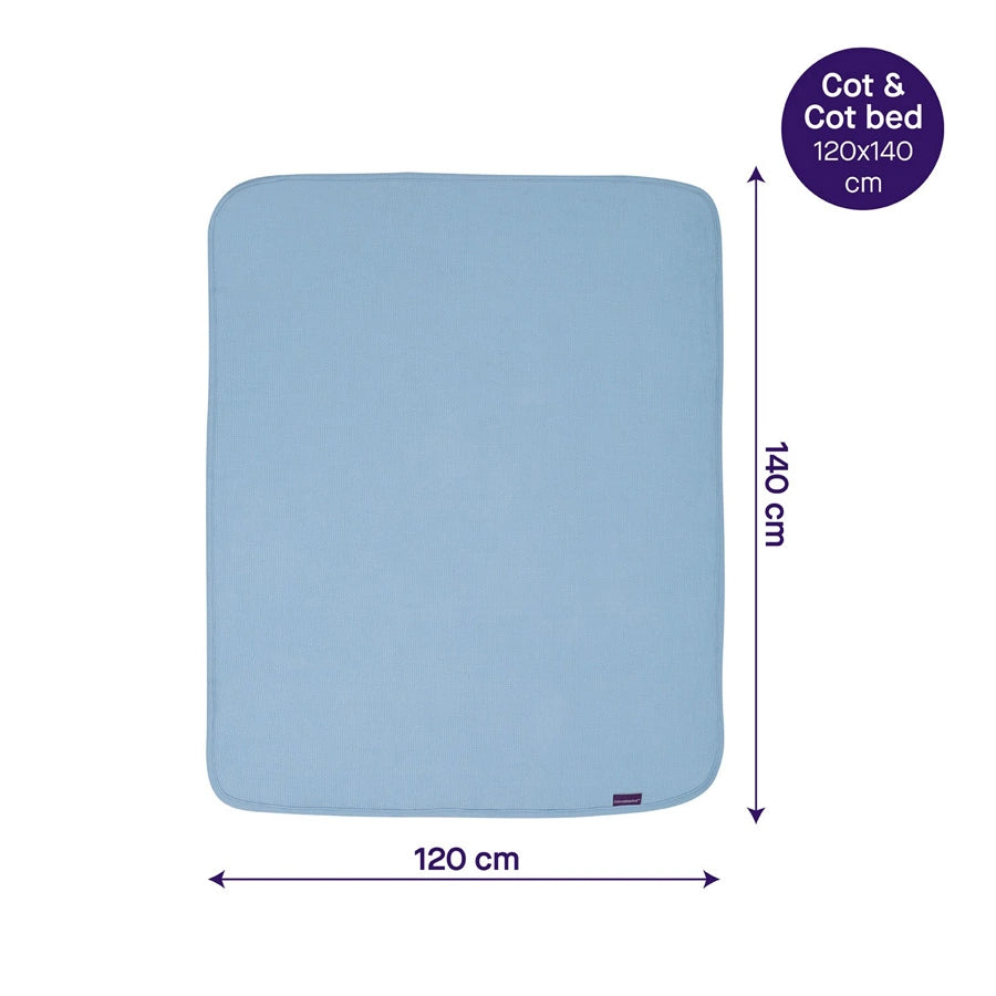 Clevamama Waffle Weave Cotton Blanket Cot/Cot Bed 120 x 140 cm (Blue)