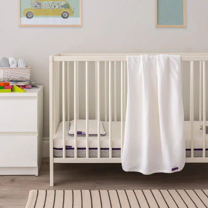 Clevamama Waffle Weave Cotton Blanket Crib/Moses Basket 70 x 90 cm (White)