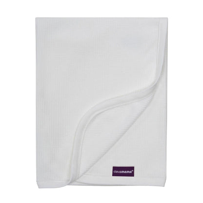 Clevamama Waffle Weave Cotton Blanket Crib/Moses Basket 70 x 90 cm (White)