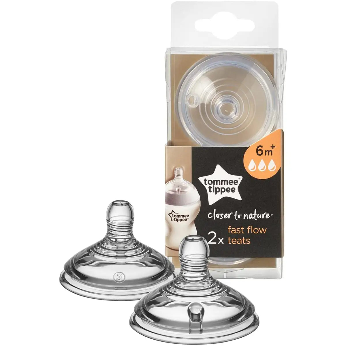 Tommee Tippee Closer To Nature Teats, Medium Flow X 2 (Clear)