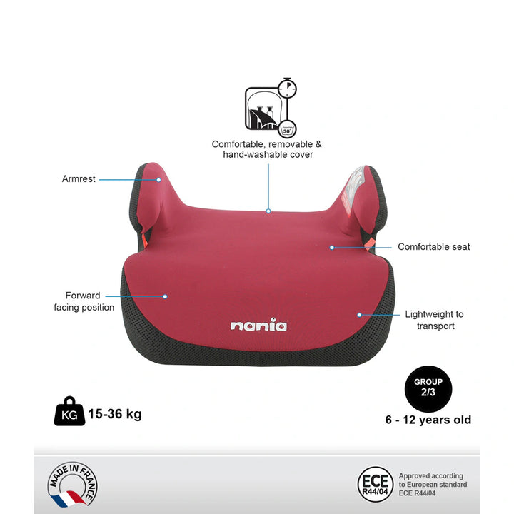 Nania Topo Kids Booster Car Seat For Group 2/3 (Bordeau)