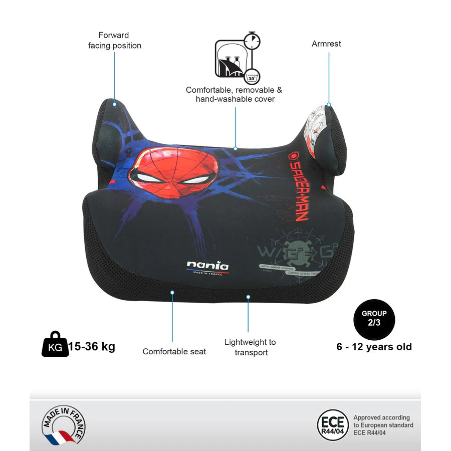 Nania Topo Kids Booster Car Seat For Group 2/3 - Spider-man