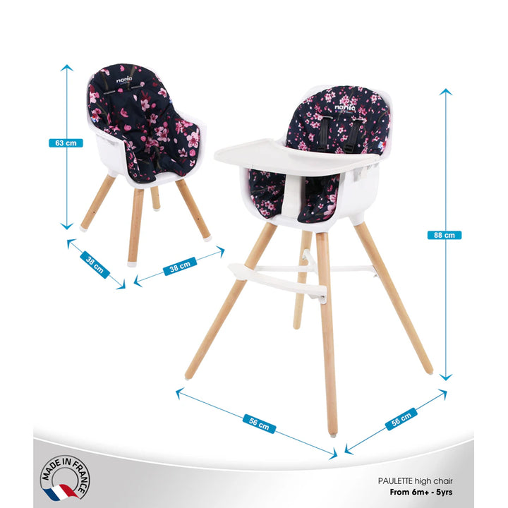 Nania Paulette 2In1 Highchair W/ Reversible Cushion (Cherry)