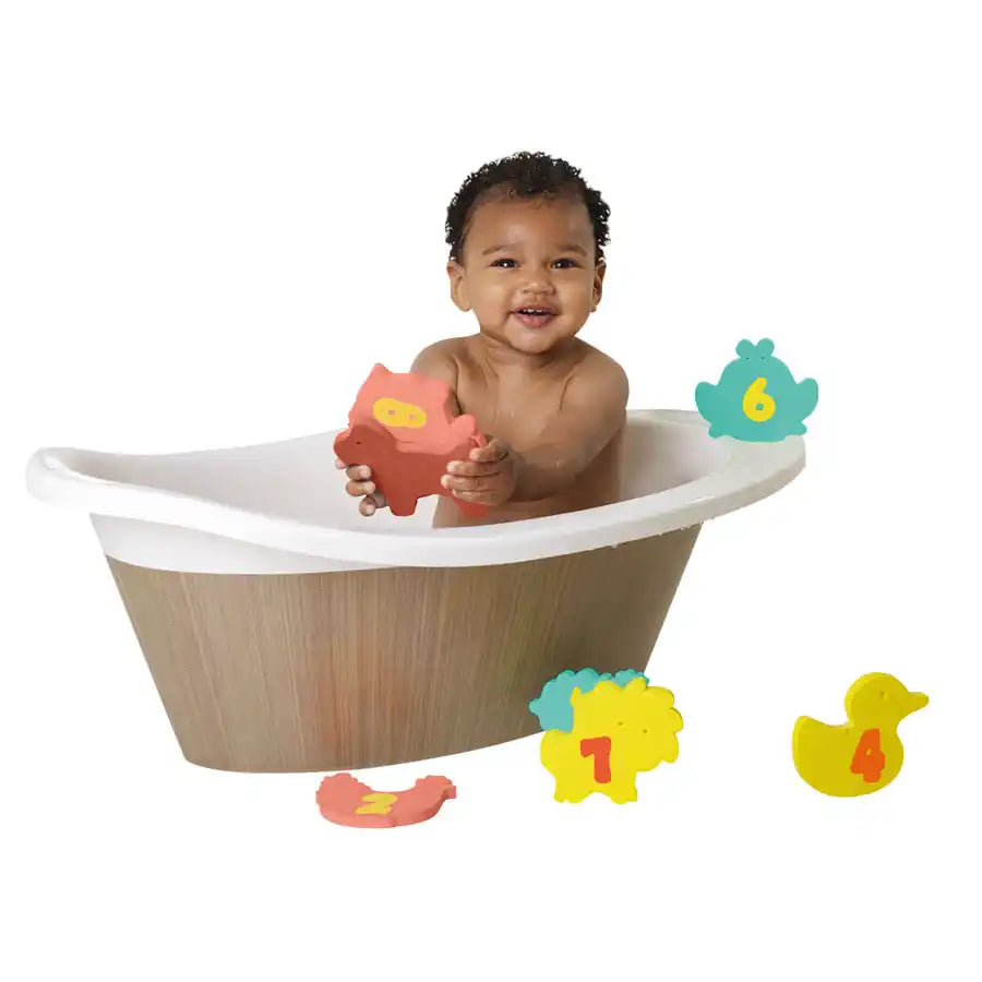 Clevamama Pebbles & Friends Play and Learn Bath Toys with Tidy Bag