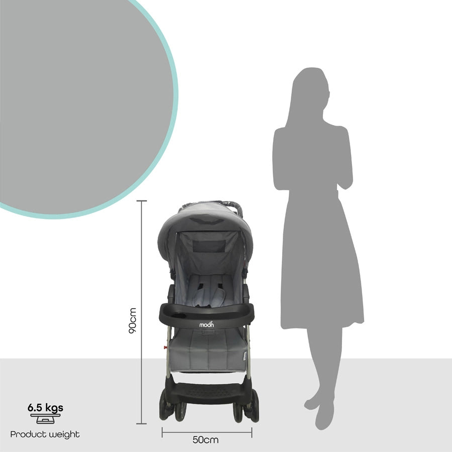 Moon Bezik - One Fold Stroller (Mid Grey)