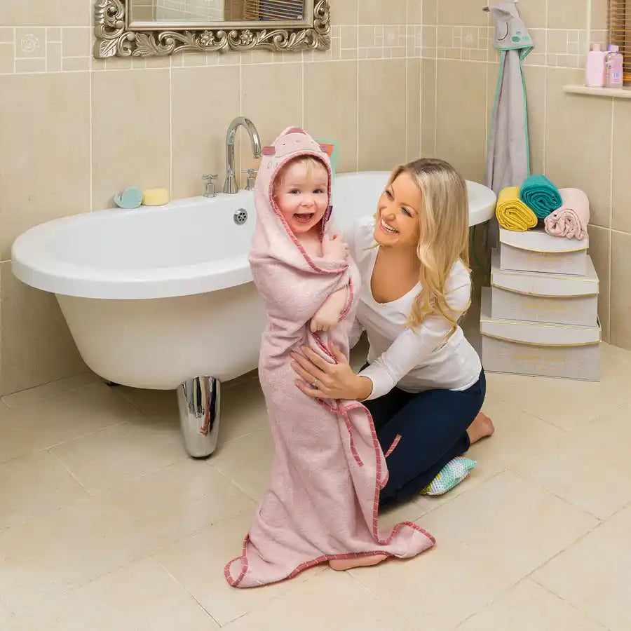 Clevamama Bamboo Apron Baby Bath Towel (Pink)