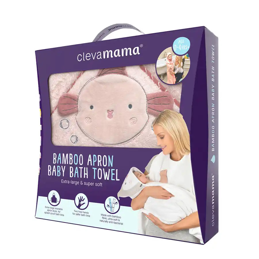 Clevamama Bamboo Apron Baby Bath Towel (Pink)