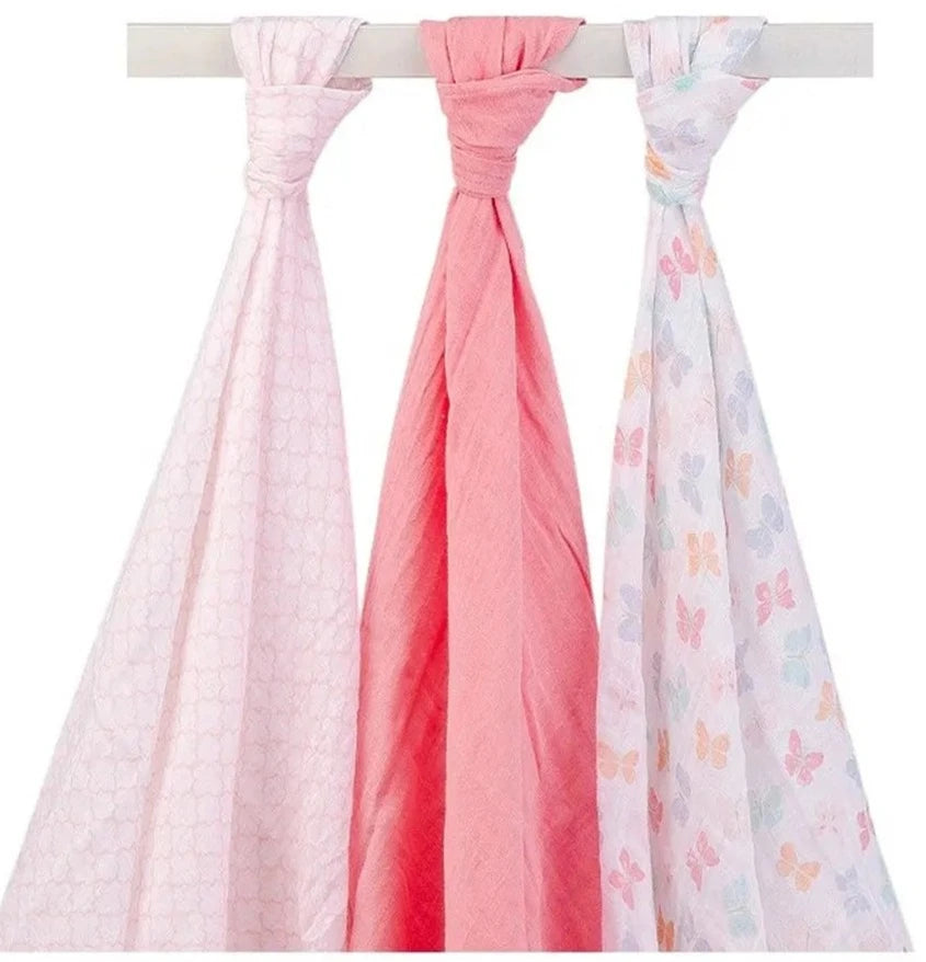 Hudson Baby Muslin Swaddle Blanket Gift 3pc - Butterfly