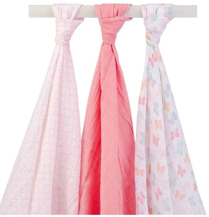 Hudson Baby Muslin Swaddle Blanket Gift 3pc - Butterfly