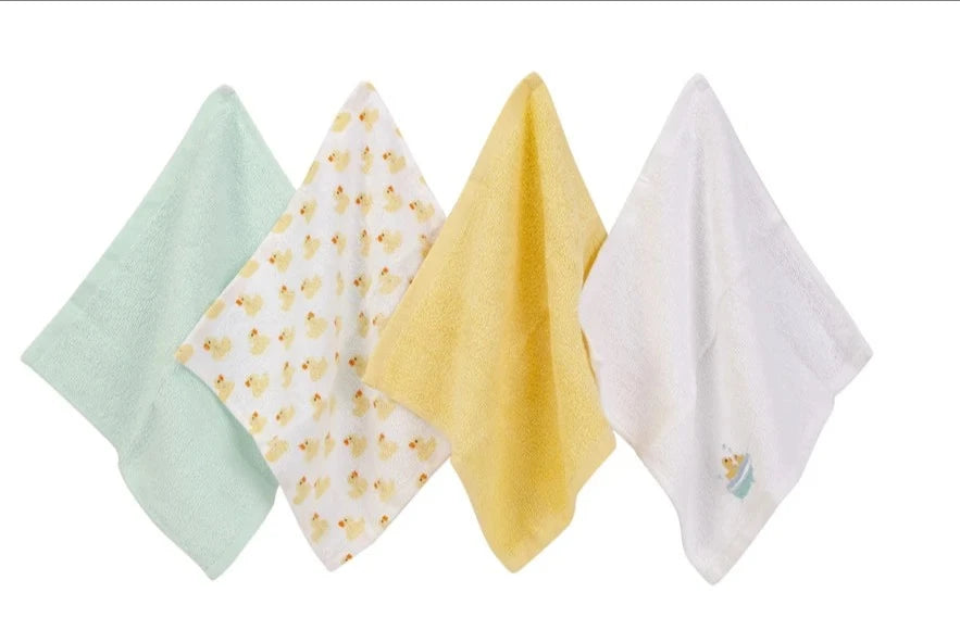 Hudson Baby Washcloths (Woven Terry) Duck 4pc