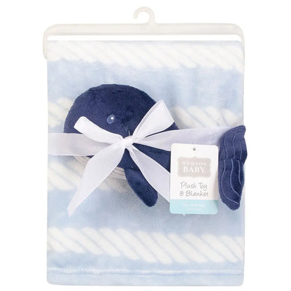 Hudson Baby Plush Blanket And Toy - Blue Whale