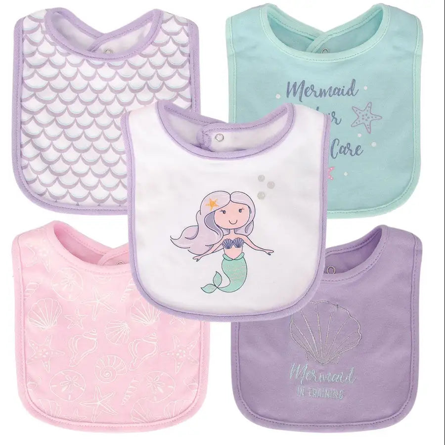 Hudson Baby Interlock Terry Bib - Mermaid (Pack of 5)