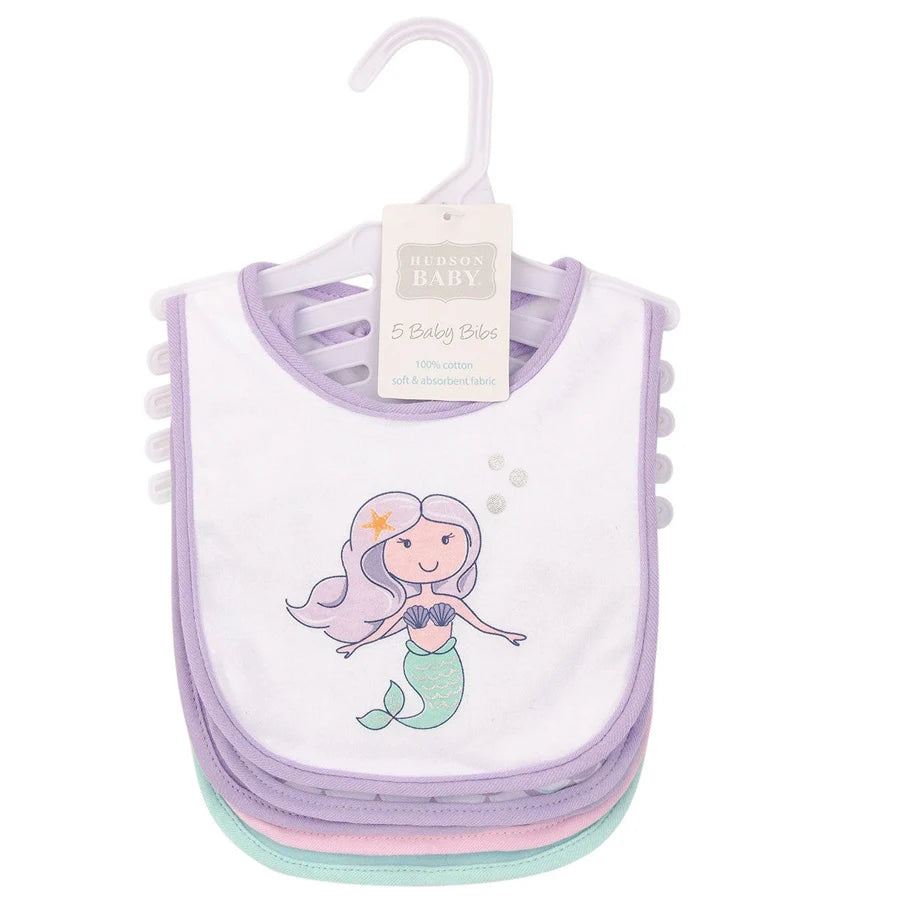 Hudson Baby Interlock Terry Bib - Mermaid (Pack of 5)