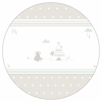 Roba Hexagonal Playpen/ Indibear - White 99 X 114 Cm (W/ Bumper + Wheels With Brakes)