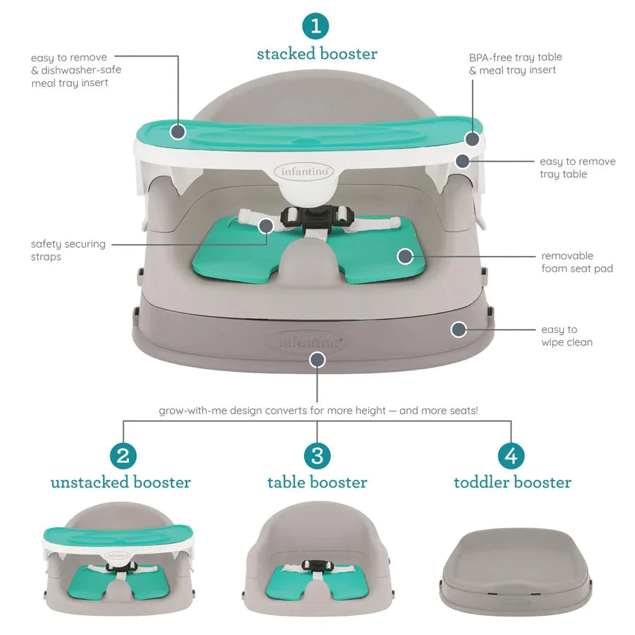 Infantino - Grow-With-Me 4-in-1 Two-Can-Dine Deluxe Feeding Booster