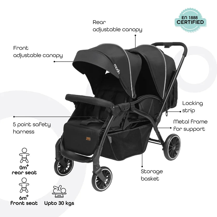 Moon Dois - Twin Stroller (Black)