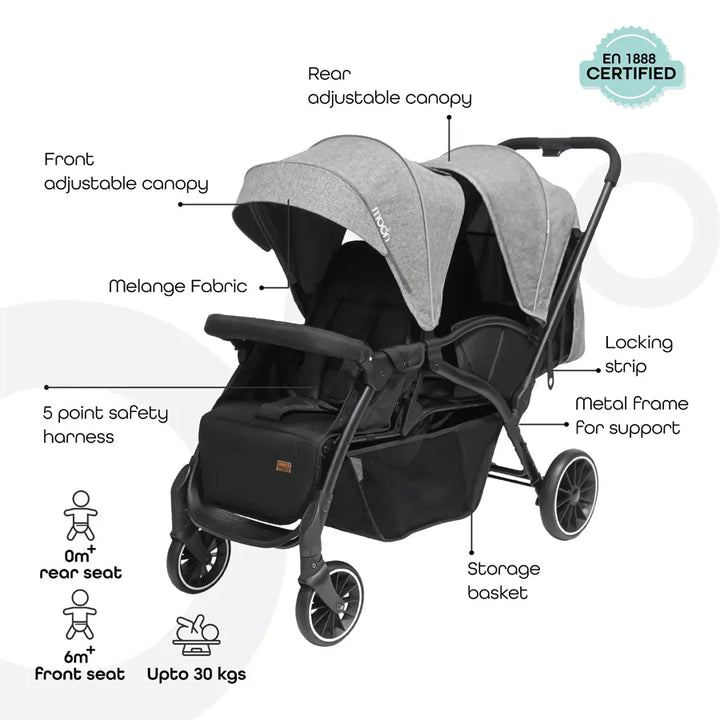 Moon Dois - Twin Stroller (Grey)