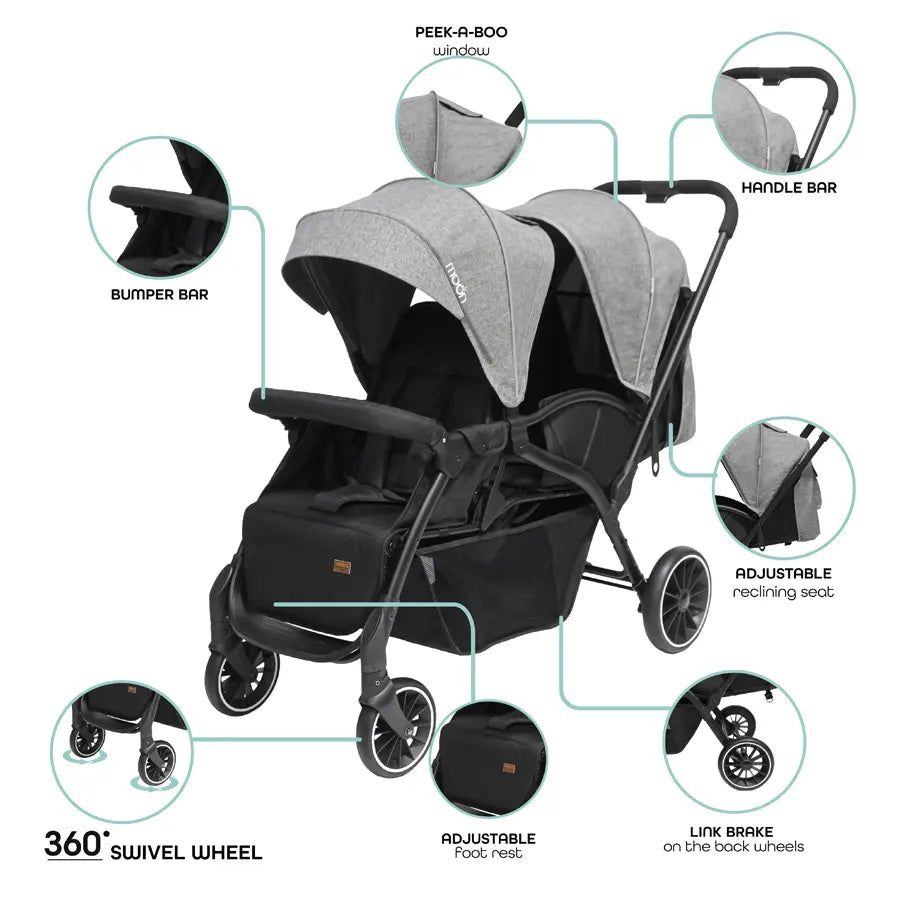 Moon Dois - Twin Stroller (Grey)