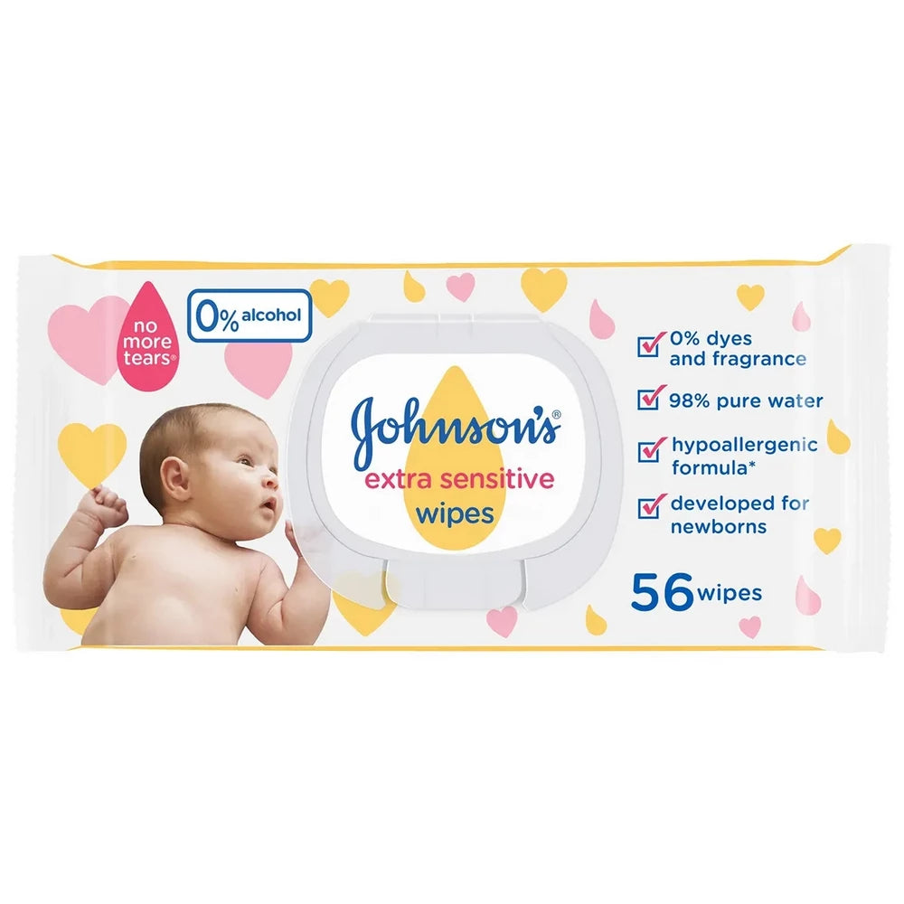Johnsons Extra Sensitive Wipes 56'S