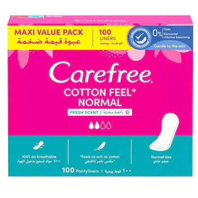 Carefree Cotton Feel Normal Pantyliners Fresh Scent Pack of 100
