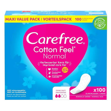 Carefree Cotton Feel Normal Pantyliners Unscented Pack of 100
