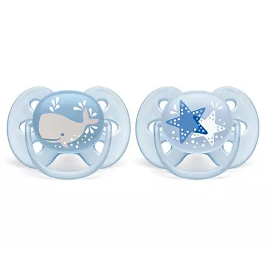 Philips Avent Silicone Soother Soft 6-18m Boy Deco (Pack of 2) - SCF223/03