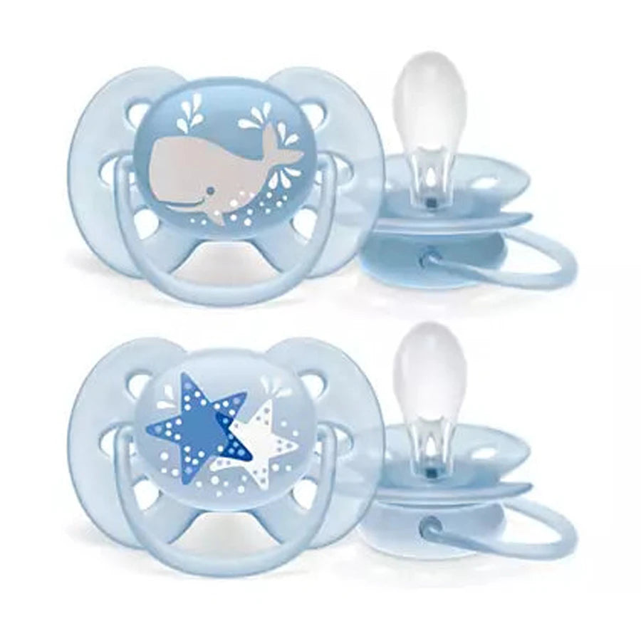 Philips Avent Silicone Soother Soft 6-18m Boy Deco (Pack of 2) - SCF223/03