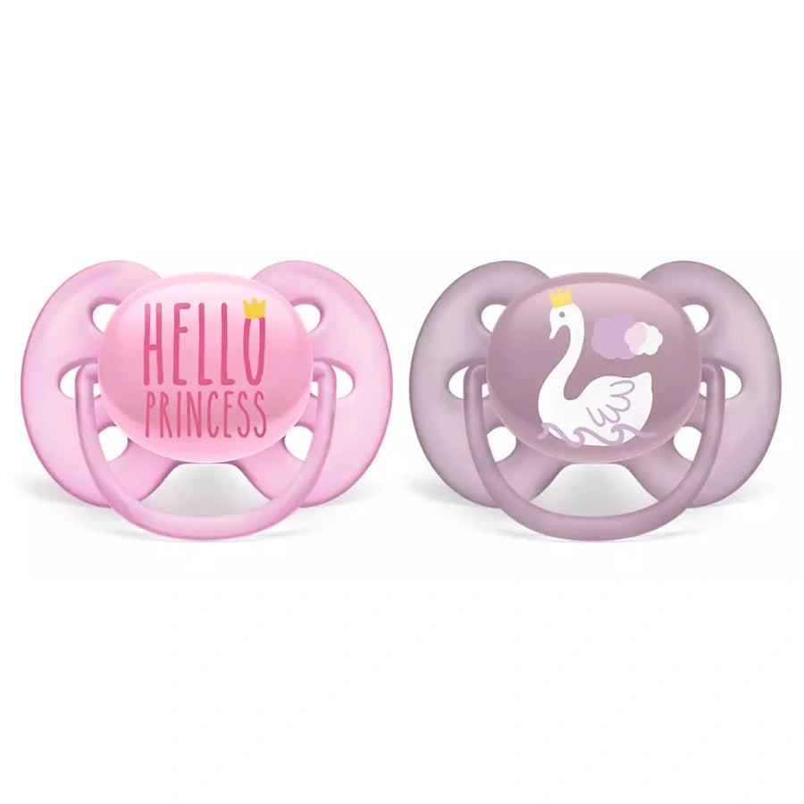 Philips Avent Silicone Soother Soft 6-18m Girl Deco (Pack of 2) - SCF223/02