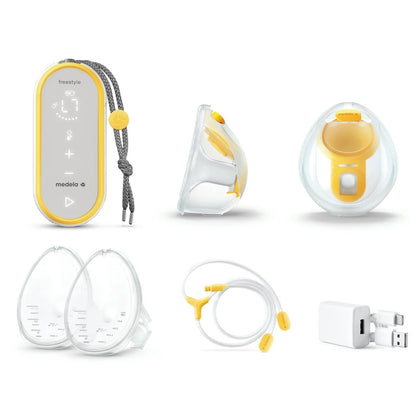 Medela Freestyle Handsfree Breast Pump + Cooler Bag With 4 Bottles,1 Cool Element