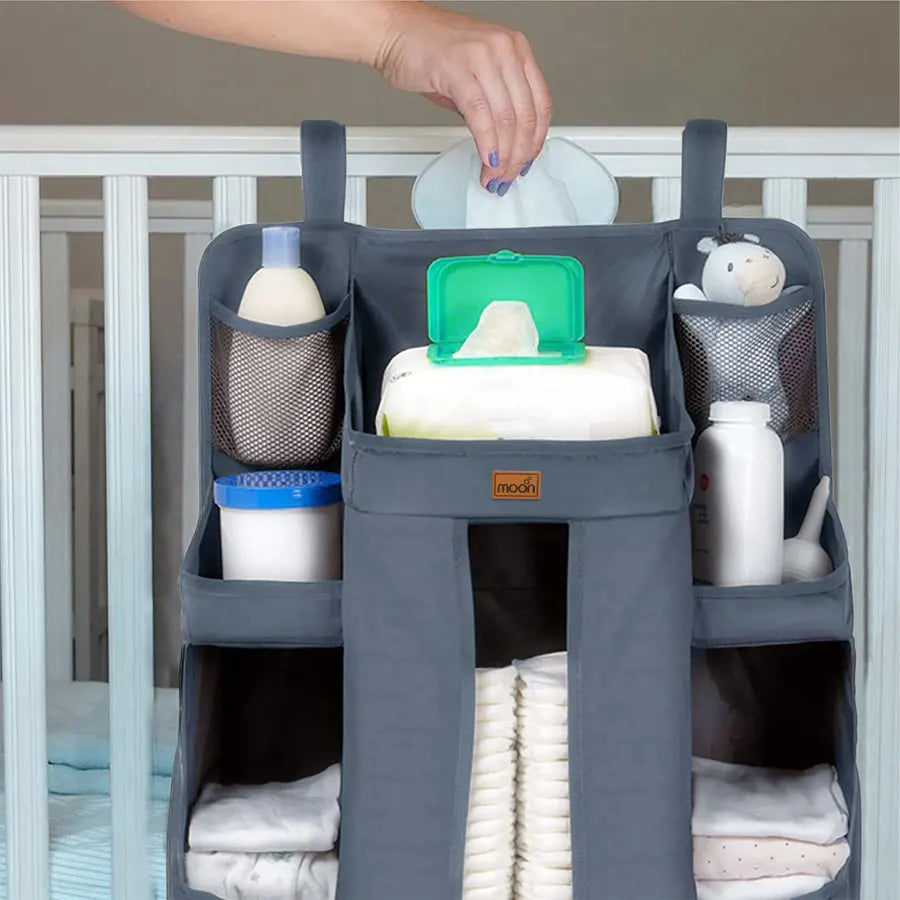 Moon Baby Crib Orgnizer (Light Grey)